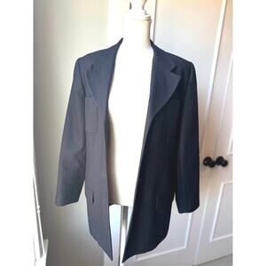 AMANDA SMITH PETITE PURE WOOL VINTAGE BLAZER COAT TOP NAVY COLOR SIZE 8P